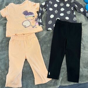 Kids Peach Graphic Tee and Black Leggings Set